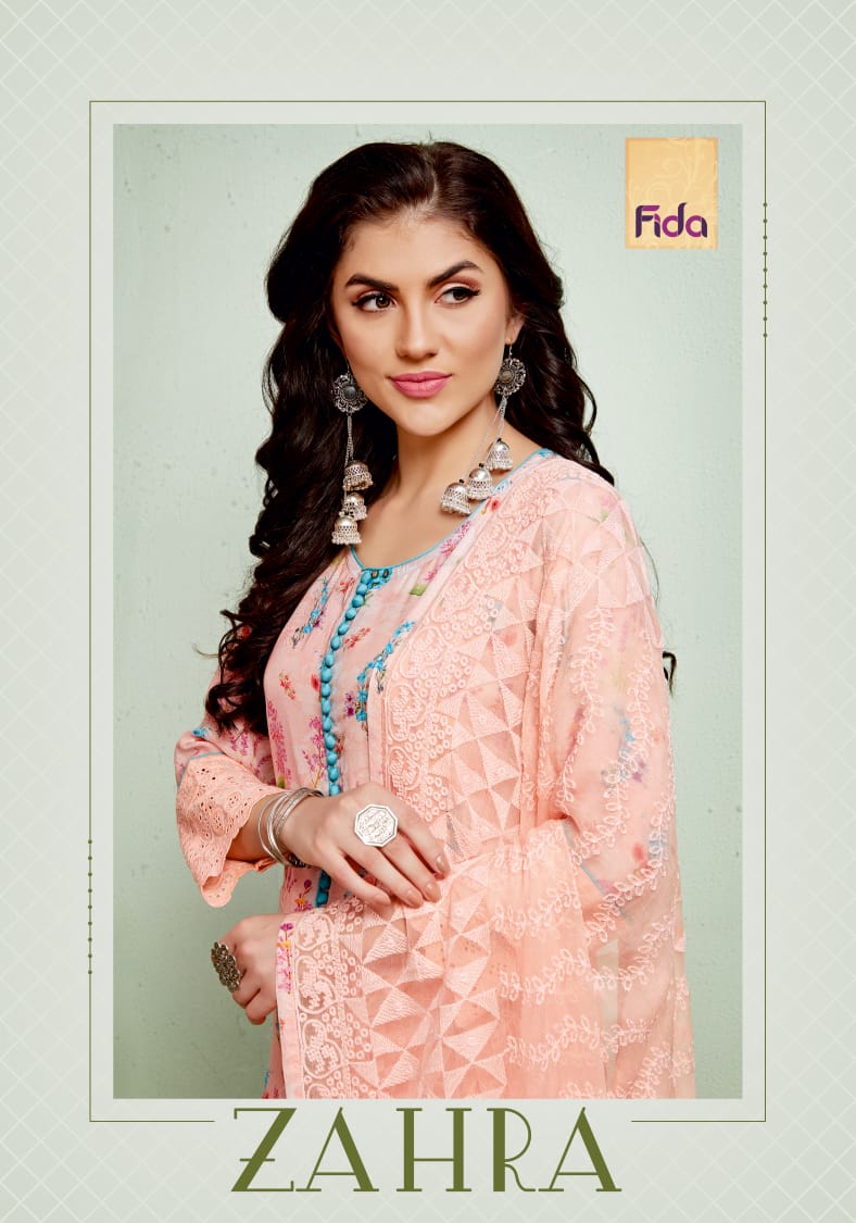 Fida International Zahra Printed Pure Maslin Dress Material ...