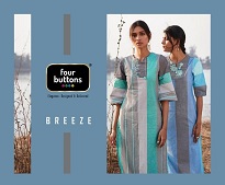 Four Buttons Breeze Printed Pure Handloom Cotton Readymade K...