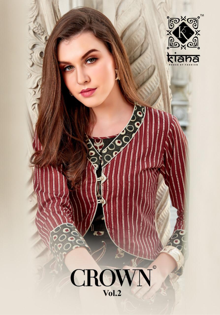 Kiana Crown Vol 2 Designer Printed Rayon Long Flair Readymad...
