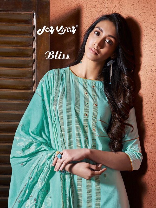 Jay Vijay Bliss Printed Pure Cotton With Handwork Dress Mate...