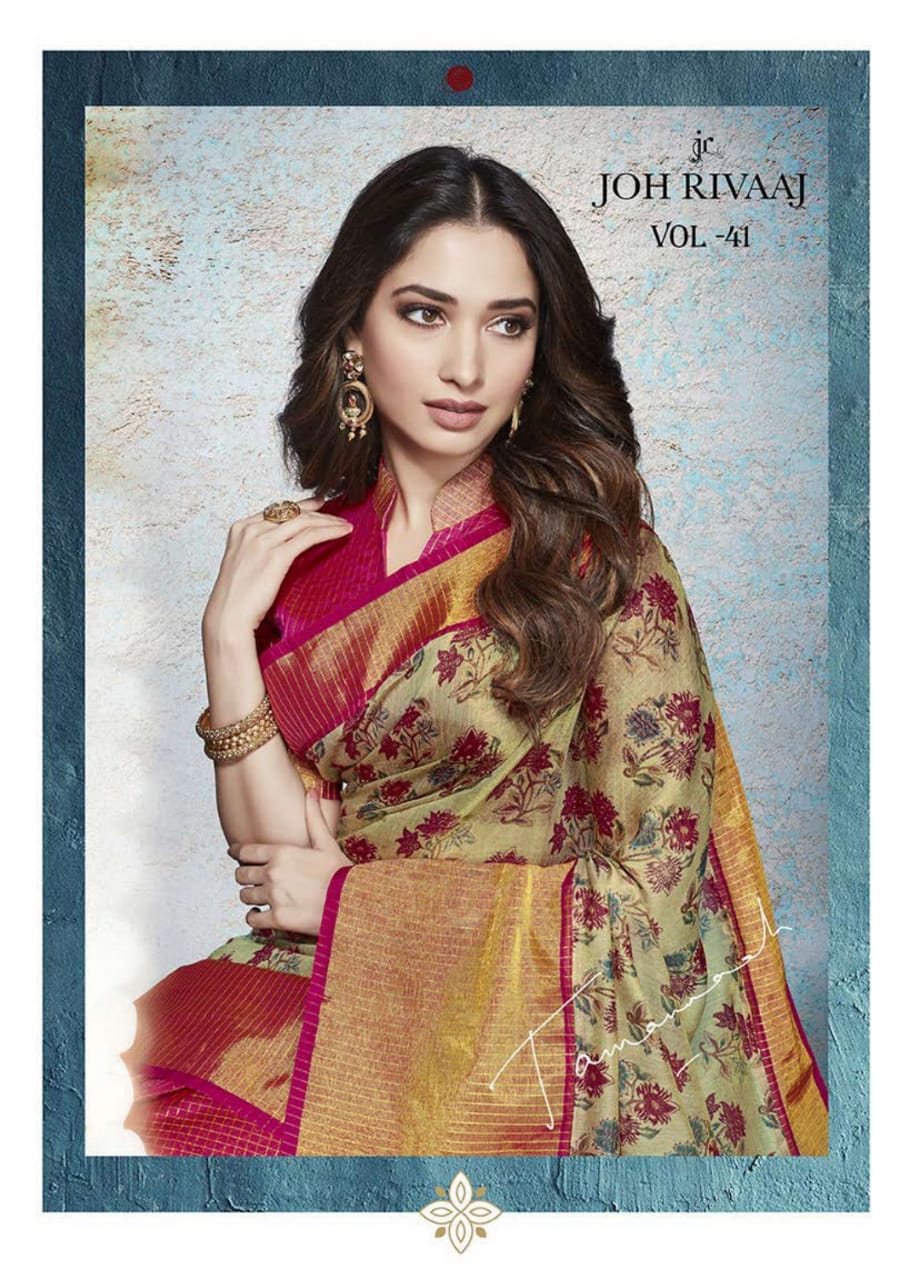 Joh Rivaaj Vol 41 Designer Printed Fancy Fabric Sarees Colle...