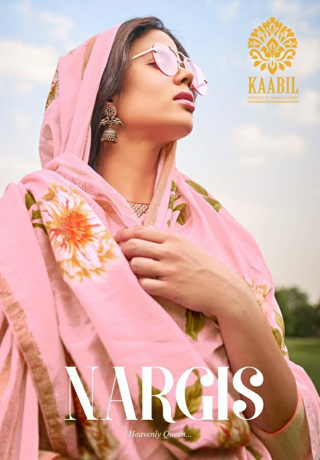 Kaabil Nargis Printed Lawn Cotton With Embroidery Work Dress...