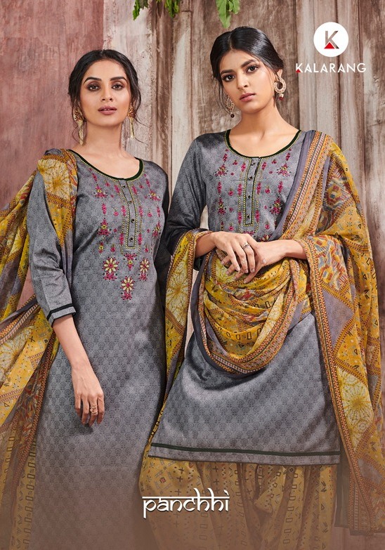 Kessi Kalarang Panchhi Printed Satin With Embroidery Work Dr...