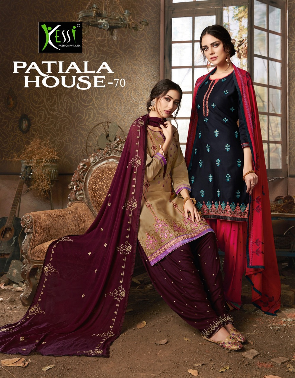 Kessi Fabrics Patiala House Vol 70 Cotton Satin With Embroid...