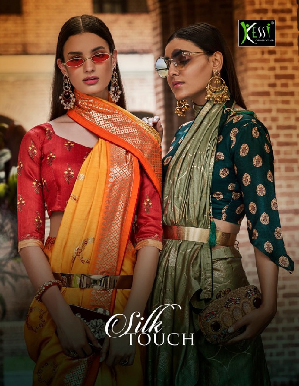Kessi Fabrics Silk Touch Heavy Designer Semi Dola Silk With ...