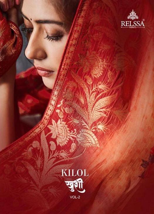 Relssa Fabric Kilol Vol 2 Heavy Muslin Silk With Fancy Embro...