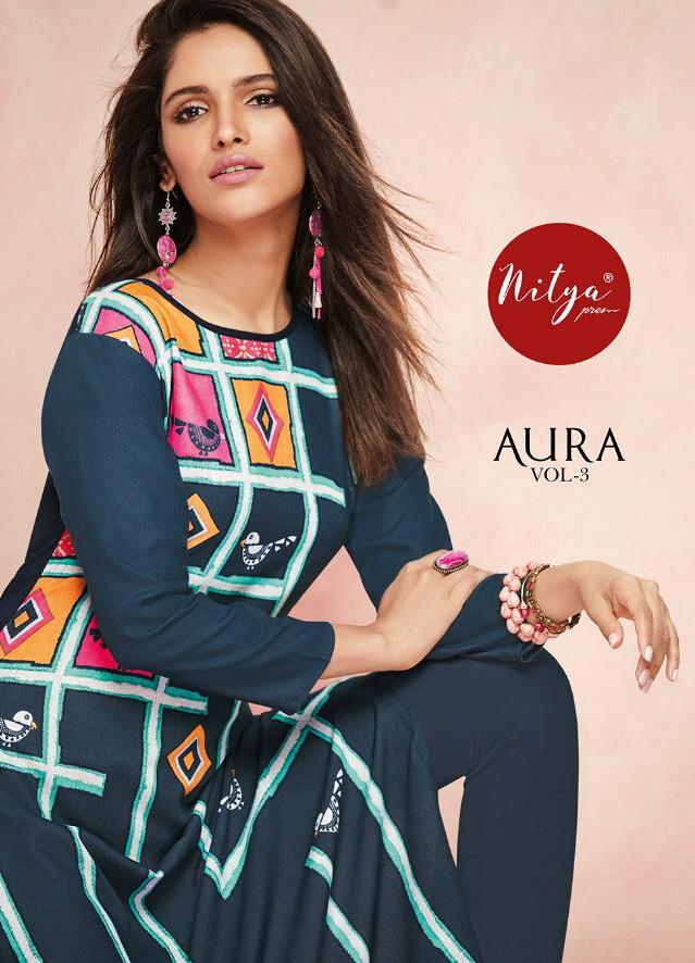 Lt Fabrics Nitya Aura Vol 3 Printed Rayon Designer Readymade...