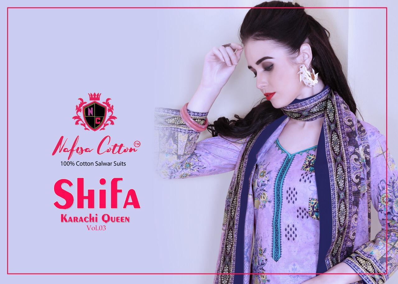 Nafisa Cotton Shifa Karachi Queen Vol 3 Printed Cotton Dress...