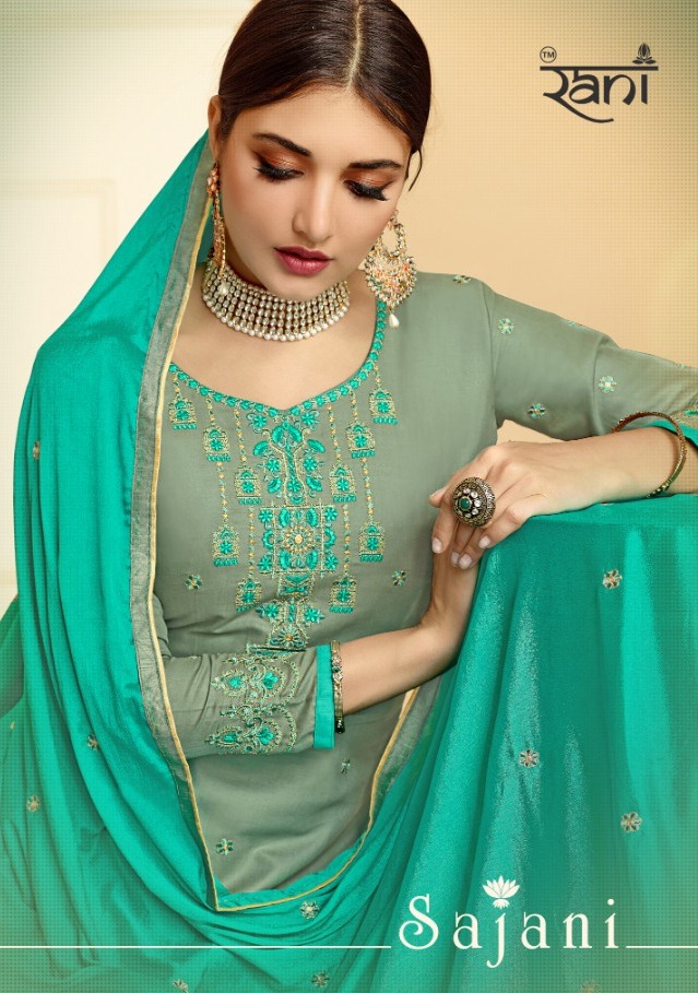 Rani Trendz Sajani Jam Satin With Embroidery Work Dress Mate...