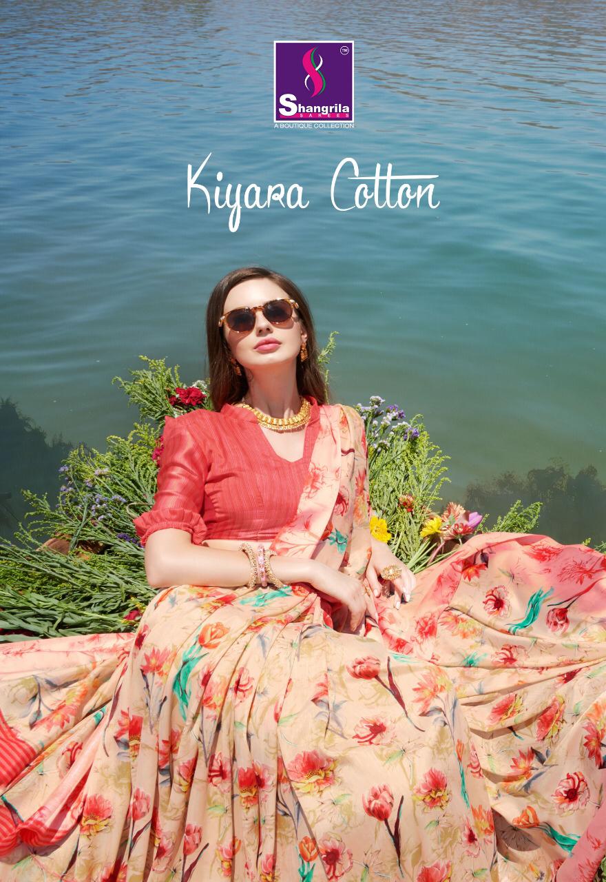 Shangrila Sarees Kiyara Cotton Floral Printed Linen Cotton S...