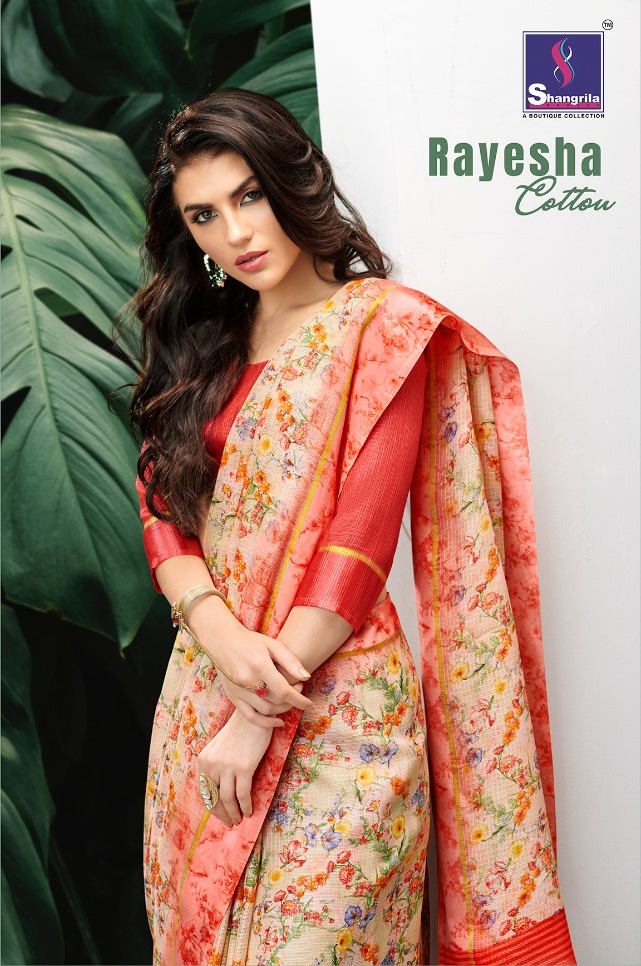 Shangrila Sarees Rayesha Cotton Floral Printed Linen Sarees ...