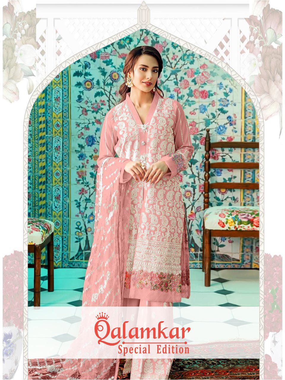 Shree Fabs Qalamkar Special Edition Heavy Net With Embroider...