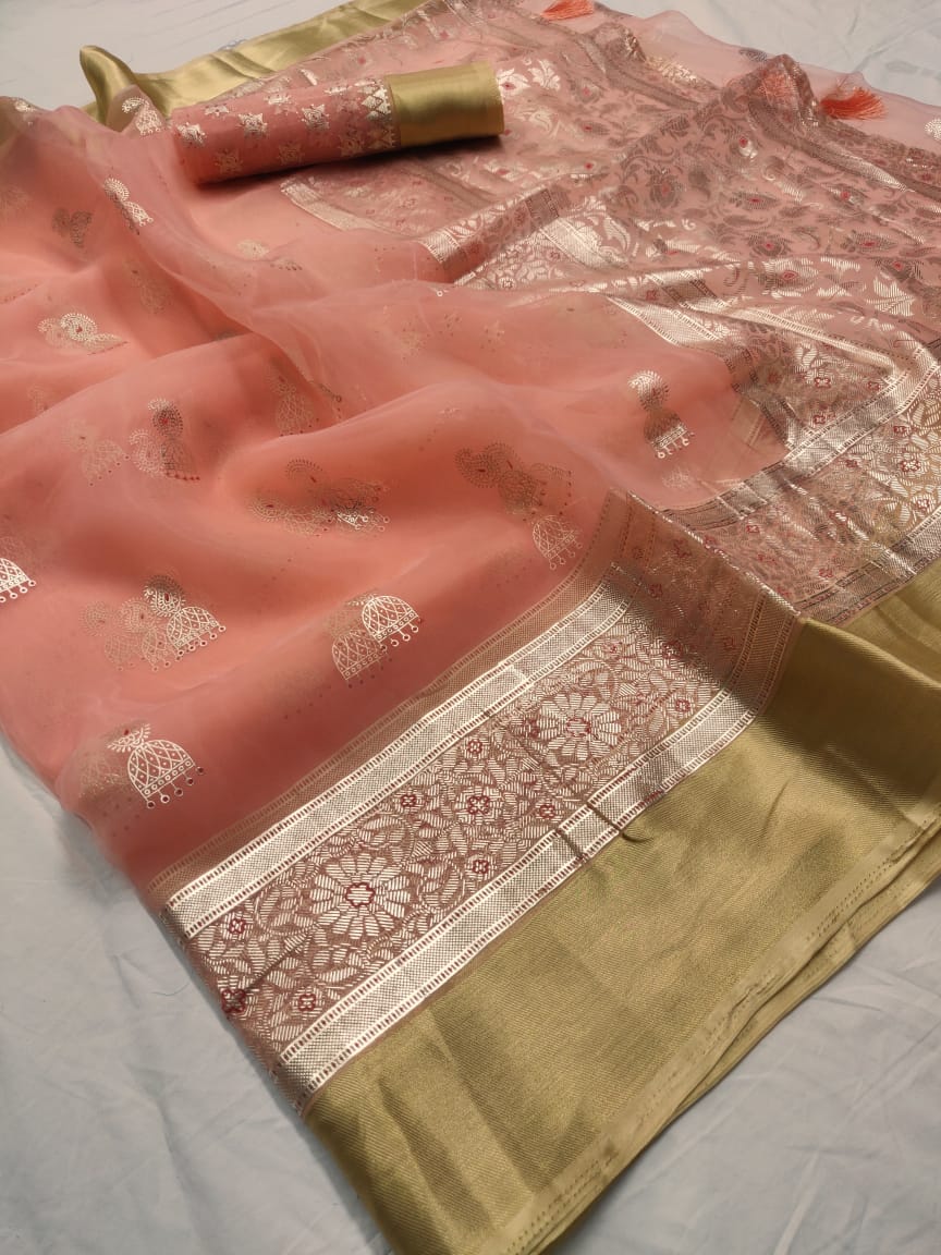 Palkhi Silk Designer Foil Prinyed Organza Silk Sarees Collec...