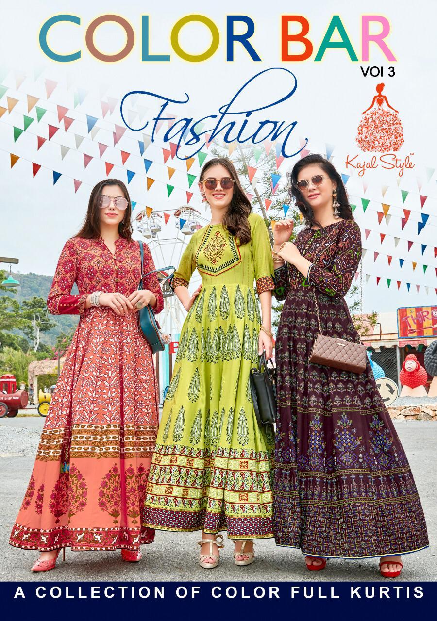 Kajal Style Fashion Colorbar Vol 3 Printed Heavy Rayon Long ...