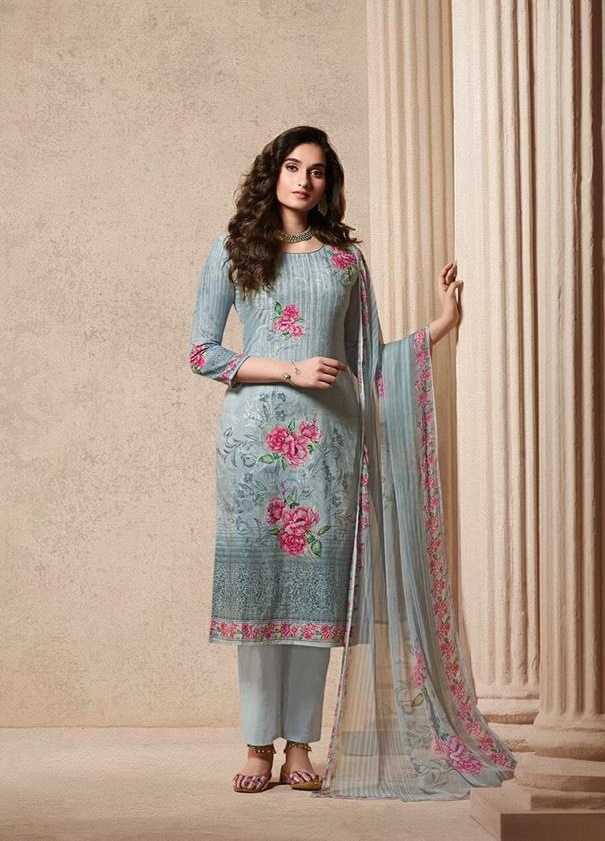 Omtex Isika Digital Printed Lawn Cotton With Embroidery Work...