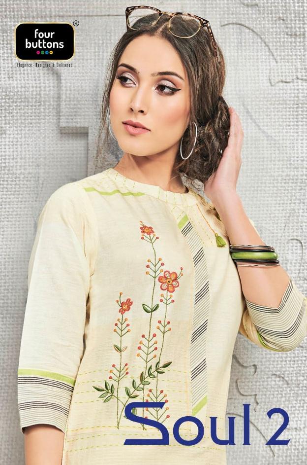 Four Buttons Soul Vol 2 Designer Cotton With Handwork Readym...