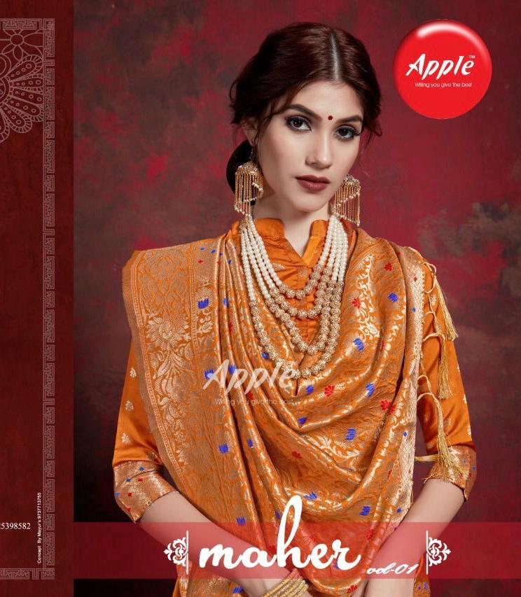 Apple Maher Vol 1 Designer Heavy Weaving Silk Sarees Wholesa...