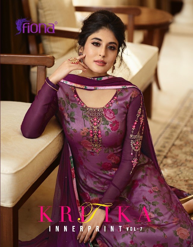 Fiona Kritika Inner Print Vol 7 Embroidered Georgette With D...