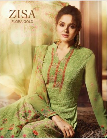 Meera Trendz Zisa Flora Gold Digital Printed Georgette With ...