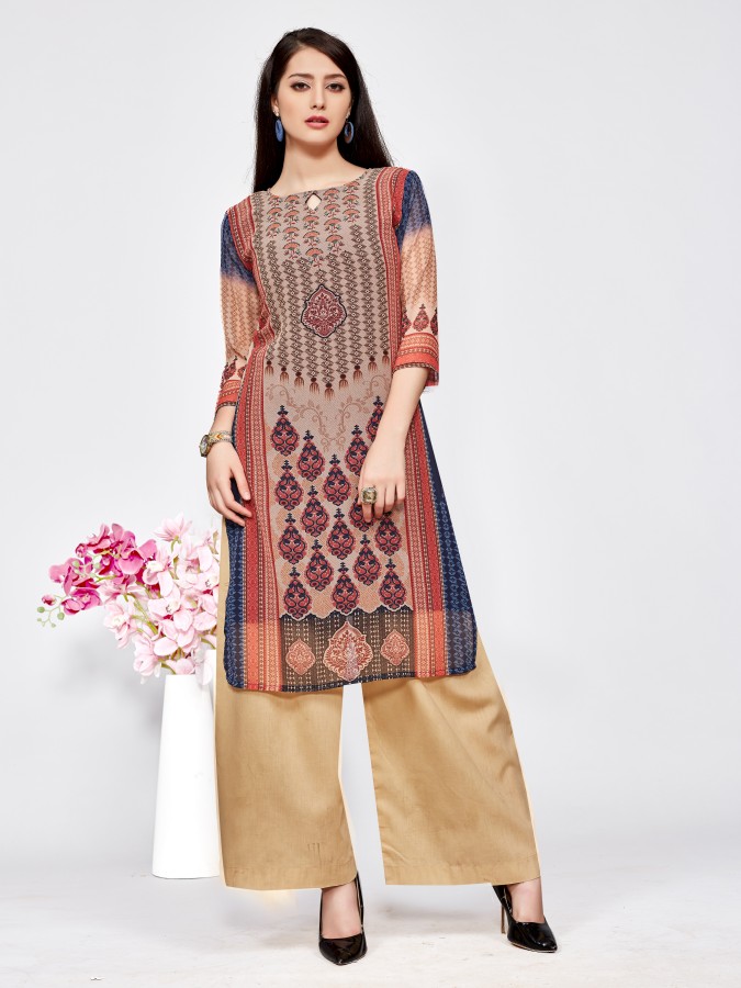 Latest Designer Printed Georgette Readymade Straight Casual ...