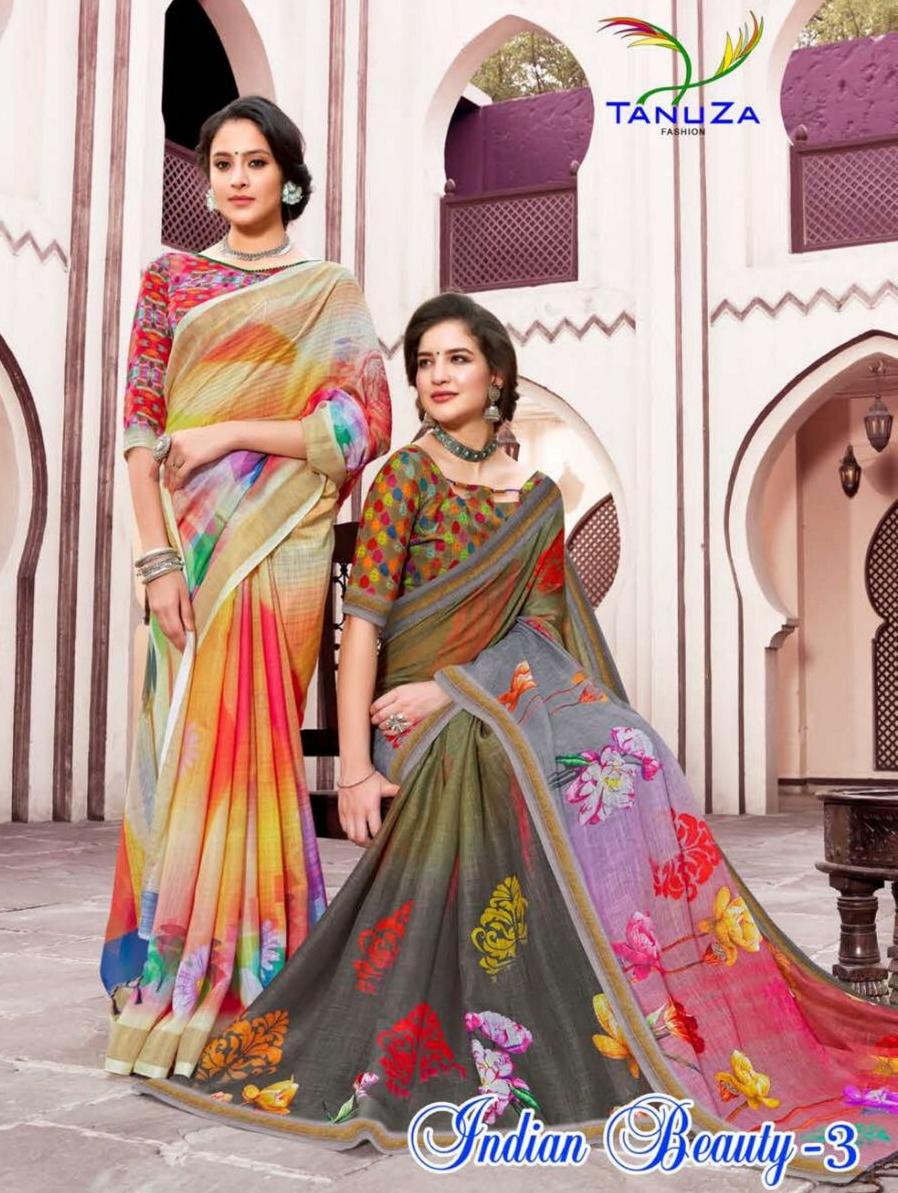 Tanuza Fashions Indian Beauty Vol 3 Digital Printed Linen Co...