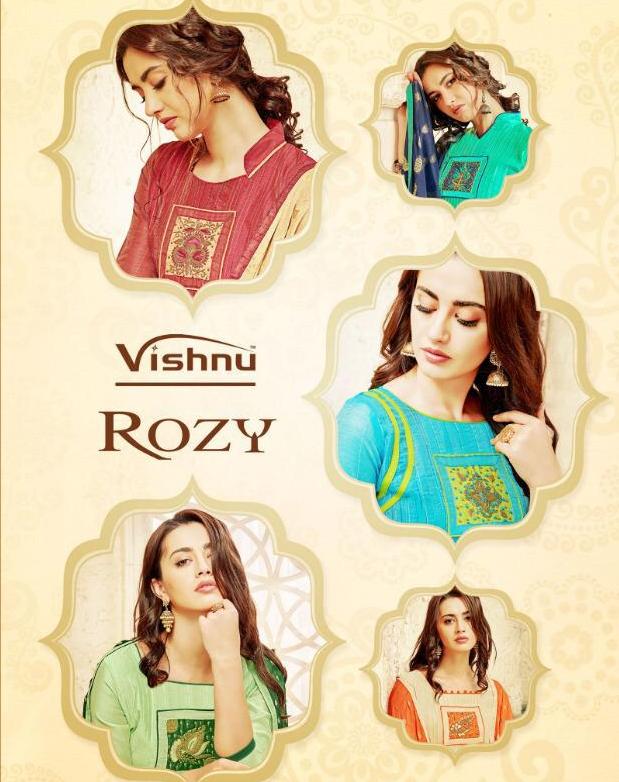 Vishnu Impex Rozy Chanderi With Handwork Dress Material At W...