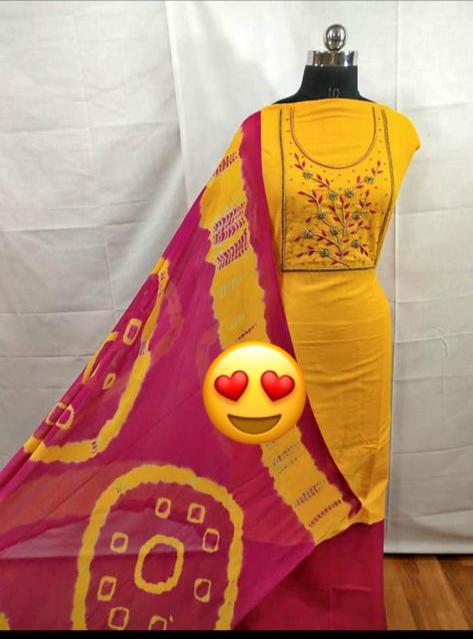 Latest Heavy Glace Cotton With Embroidery Khatli Work Dress ...