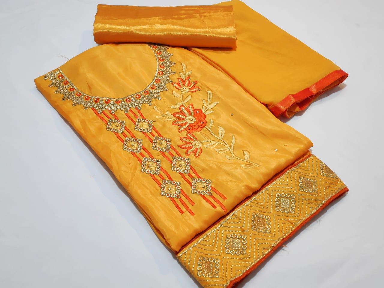 Non Catalog Latest Upada Silk With Embroidery Work Dress Mat...
