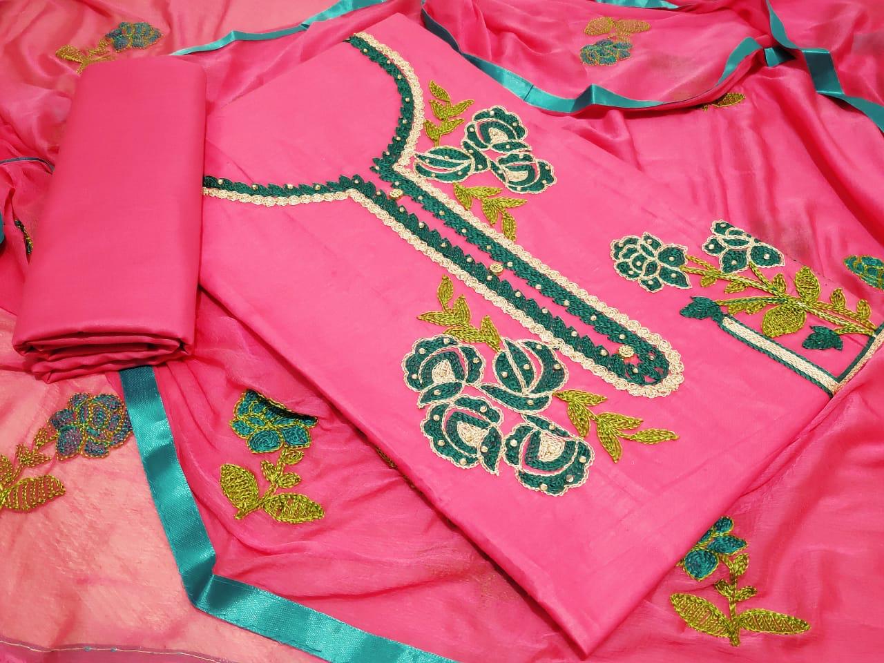 Non Catalog Heavy Cotton With Aari Embroidery Work Non Catal...