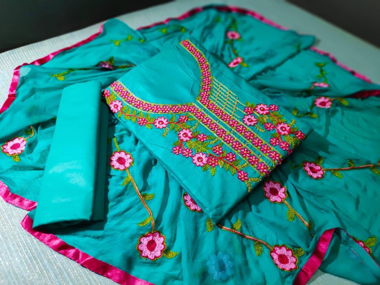 Flower Vol 7 Heavy Cotton With Embroidery Aari Work Non Cata...