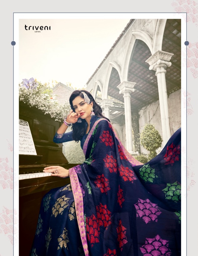 Triveni Blossom Designer Printed Fancy Fabric Sarees Collect...
