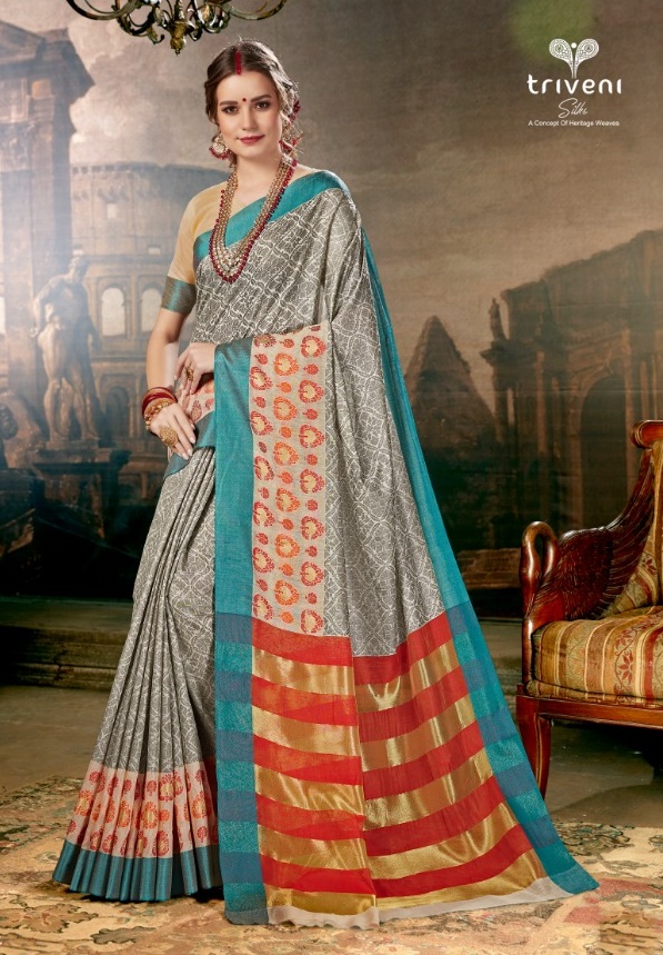 Triveni Arunima Designer Fancy Fabric Sarees Collection At W...