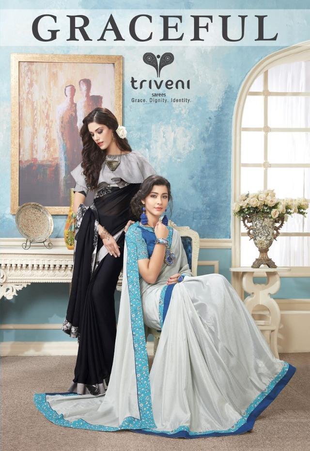 Triveni Graceful Designer Printed Fancy Fabric Sarees Collec...