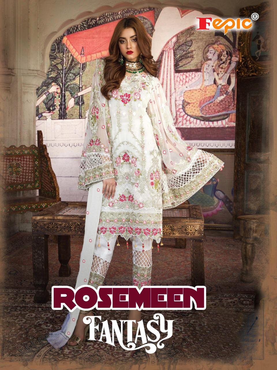 Fepic Rosemeen Fantasy Designer Georgette With Heavy Embroid...