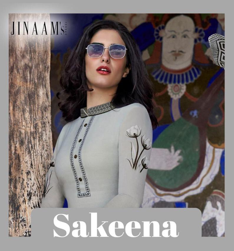 Jinaam's Dress Sakeena Digital Printed Cotton Silk Dress Mat...