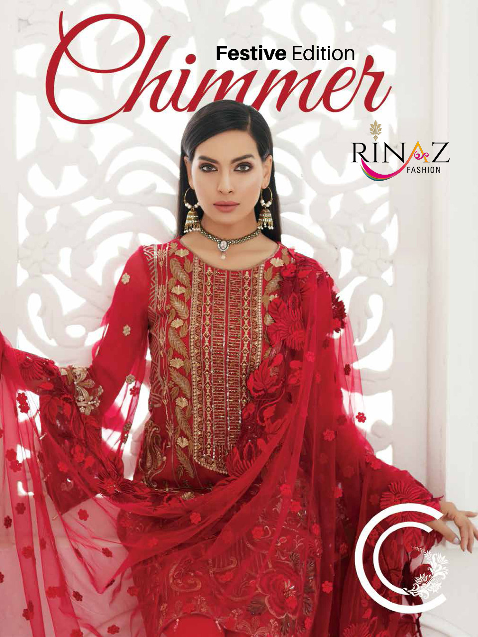 Rinaz Fashion Chimmer Faux Georgette With Embroidery Work Pa...
