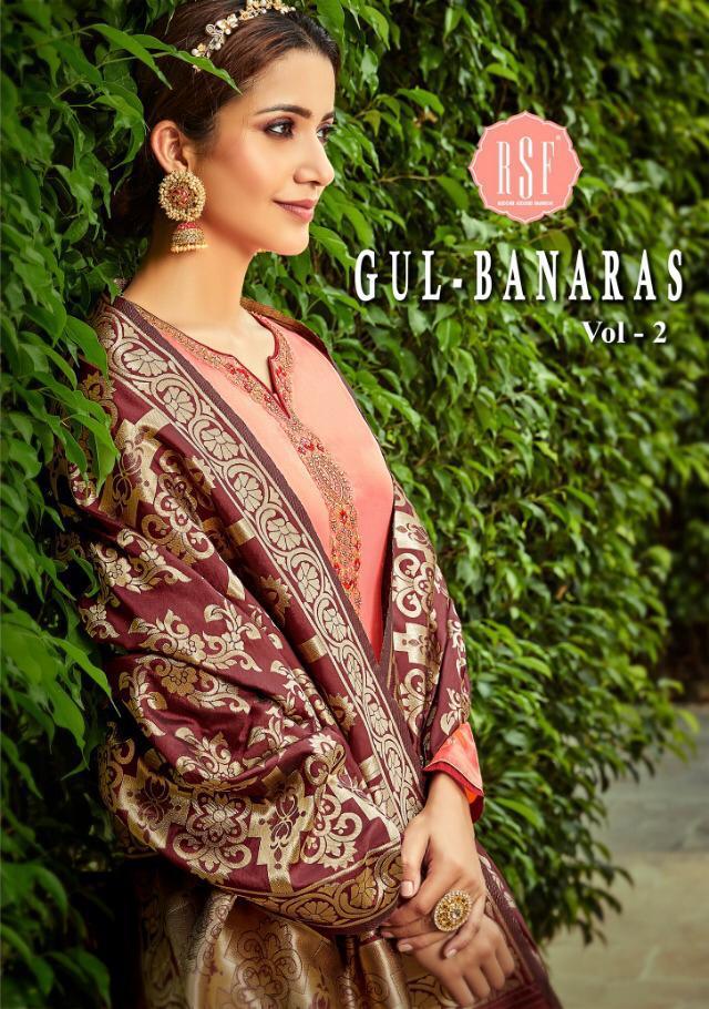 Rsf Gul Banaras Vol 2 Embroidered Jam Satin Silk Cotton Stra...