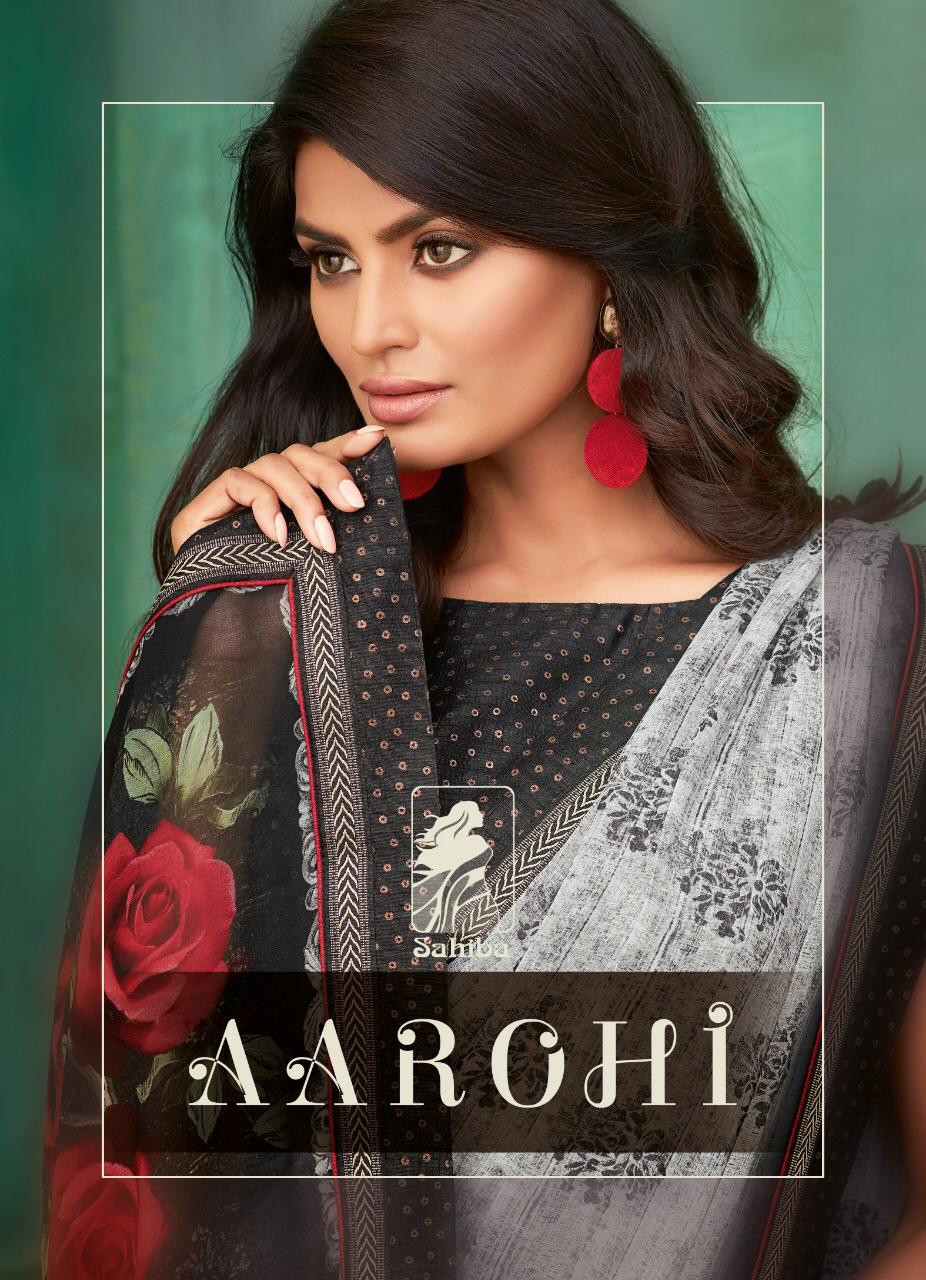 Sahiba Aarohi Printed Georgette Designer Sarees Collection A...
