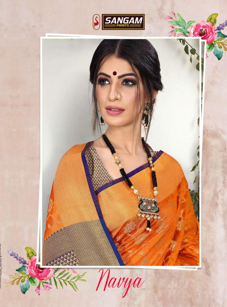 Sangam Prints Navya Weaving Silk Sarees Collection At Wholes...