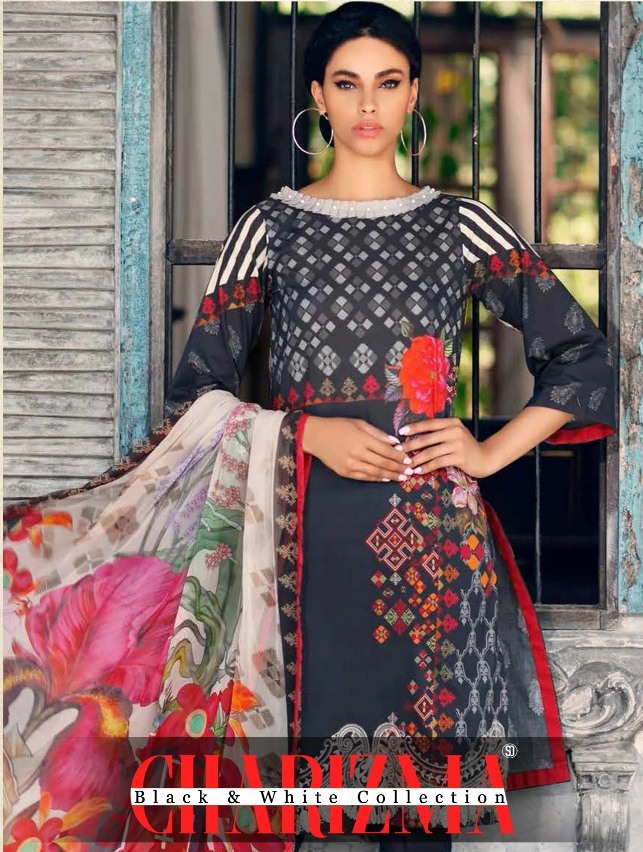Shraddha Designer Charizma Printed Cotton Satin With Embroid...