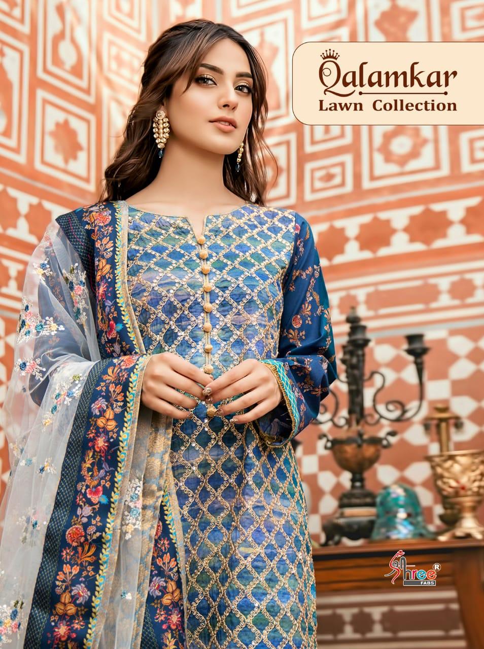 Shree Fabs Qalamkar Lawn Collection Printed Cambric Cotton W...