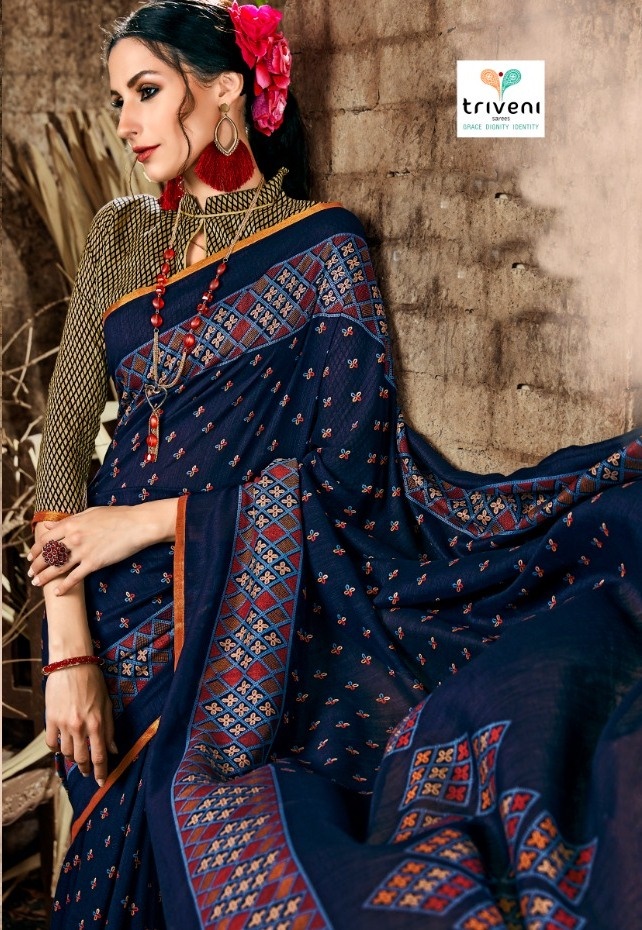 Triveni Jamini Printed Fancy Fabric Sarees Collection At Who...