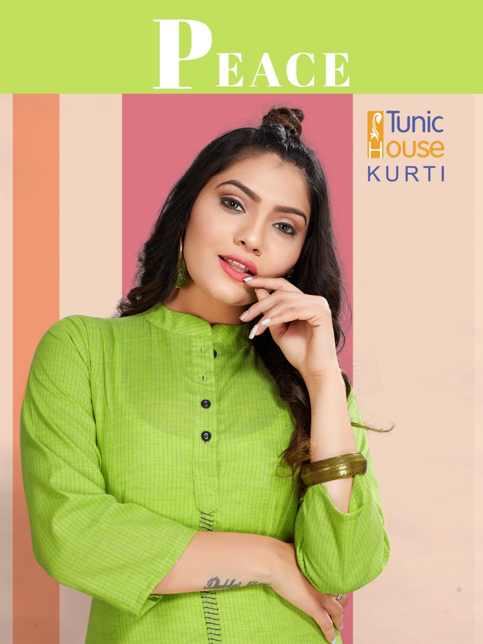 Tunic House Kurti Peace Designer Cotton Readymade Kurtis At ...