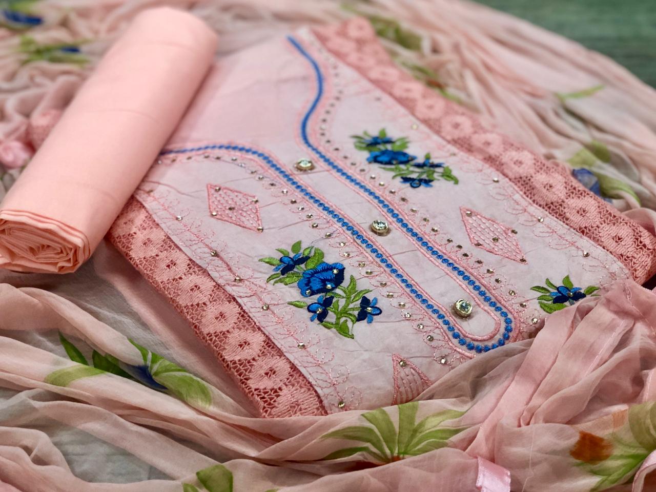Latest Non Catalog Organdi And Cambric Cotton With Embroider...