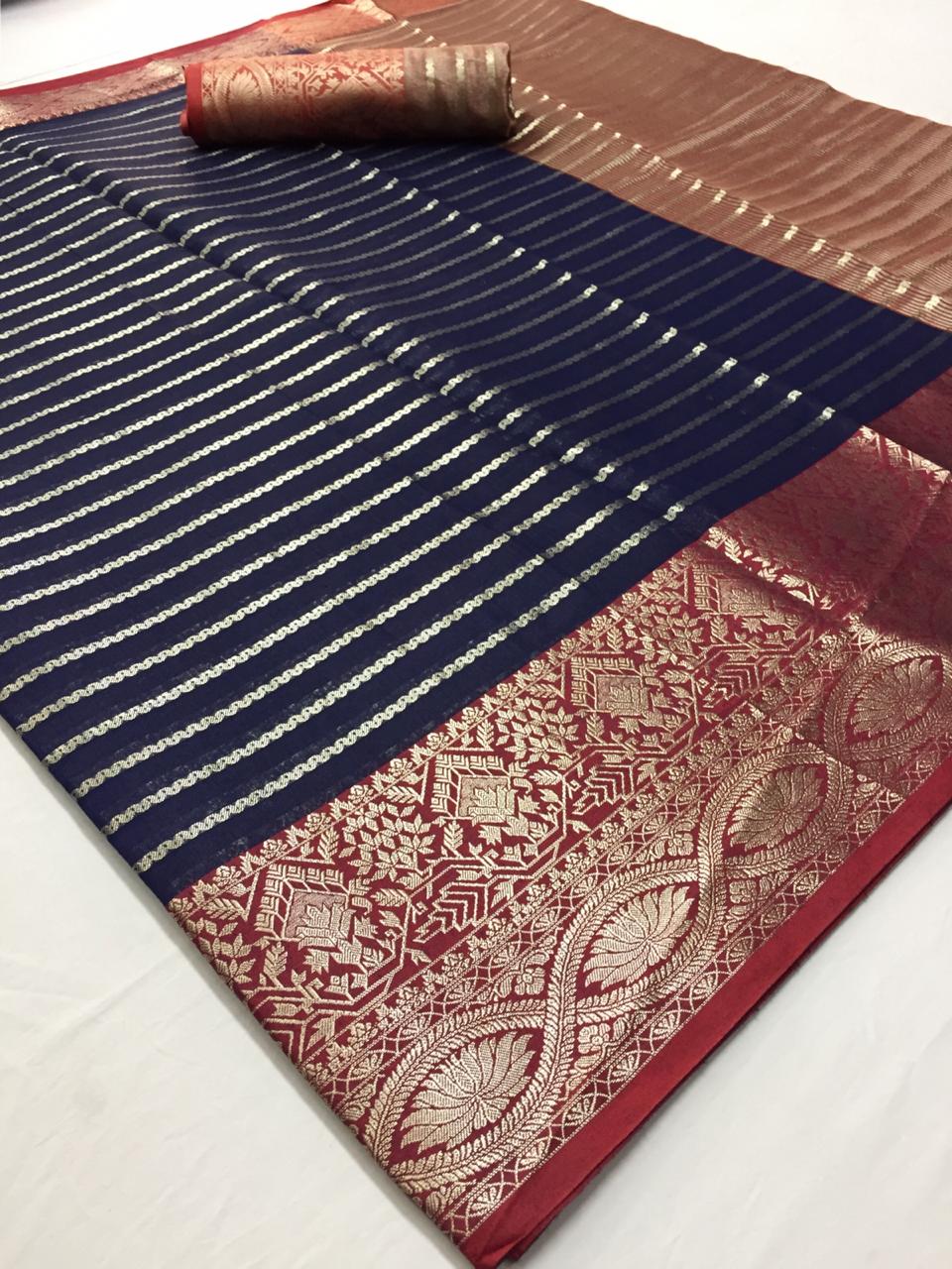 Amrut Silk Designer Soft Cotton Weaving Sarees Collection At...