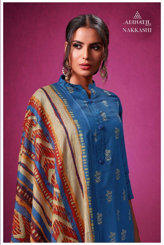 Adinath Nakkashi Designer Foil Printed Jam Satin Dress Mater...