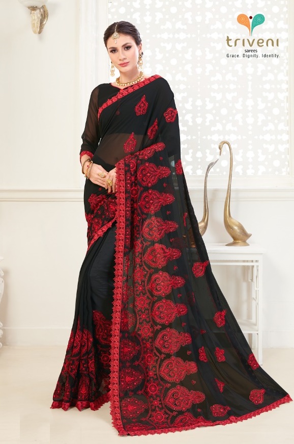 Triveni Marhaba Designer Heavy Embroidered Fancy Fabric Sare...
