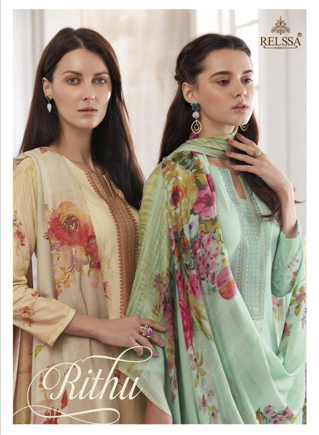 Relssa Fabrics Rithu Designer Printed Pure Cotton Dress Mate...