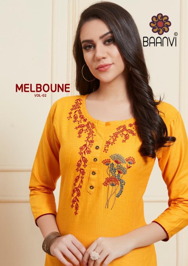 Baanvi Melbourne Vol 2 Embroidered Cotton Readymade Kurtis C...