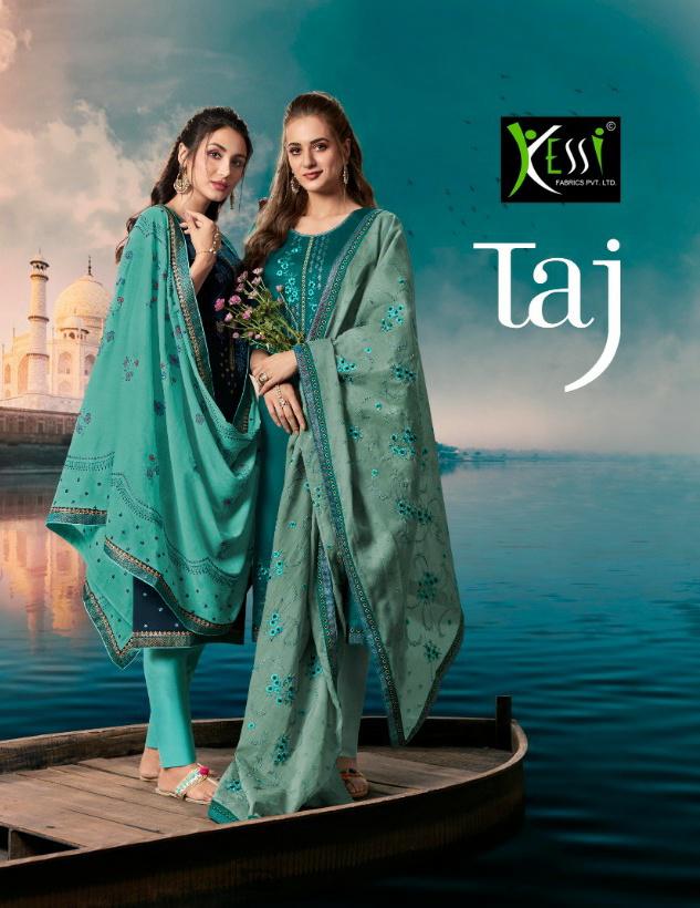 Kessi Fabrics Taj Jam Silk Cotton With Embroidery Work Dress...